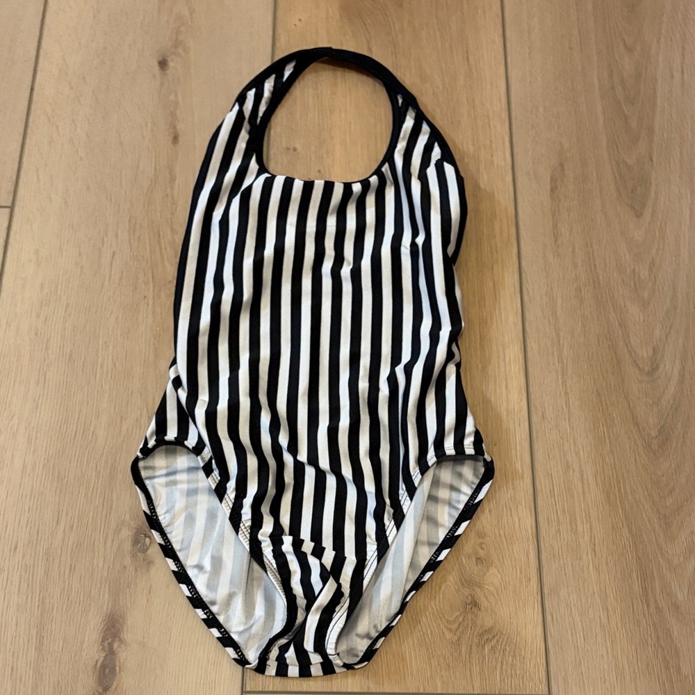 Natalie Dance wear black and white striped halter ballet leotard 🩰 (S)